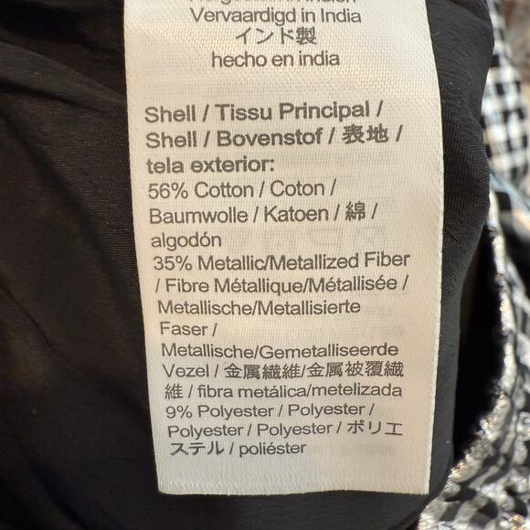 Women's J. Crew Black and Silver Check Metallic Short Sleeve Shirt Size S NEW - Picture 4 of 7